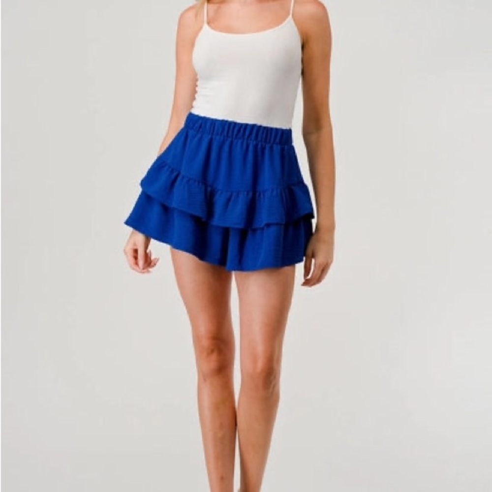 (NWT) Pixy + Ivy Ruffled Mini Skort (Cobalt)
